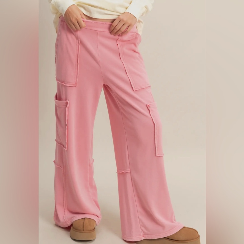 Pink Women's Oversized Wideleg Cargo Pants/ Sage green also available 💕